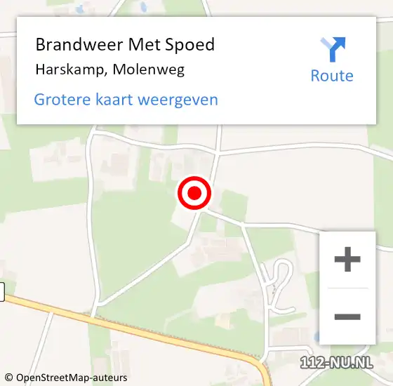 Locatie op kaart van de 112 melding: Brandweer Met Spoed Naar Harskamp, Molenweg op 18 februari 2022 19:07