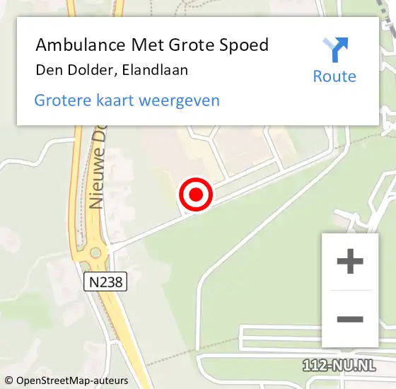 Locatie op kaart van de 112 melding: Ambulance Met Grote Spoed Naar Den Dolder, Elandlaan op 8 juli 2014 18:00