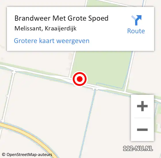 Locatie op kaart van de 112 melding: Brandweer Met Grote Spoed Naar Melissant, Kraaijerdijk op 18 februari 2022 19:07