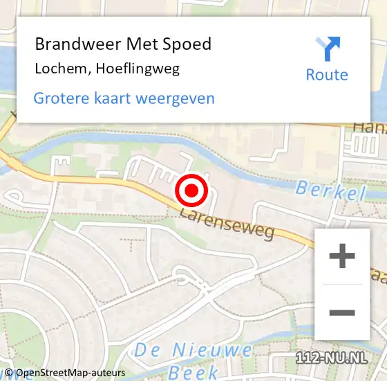 Locatie op kaart van de 112 melding: Brandweer Met Spoed Naar Lochem, Hoeflingweg op 18 februari 2022 19:09