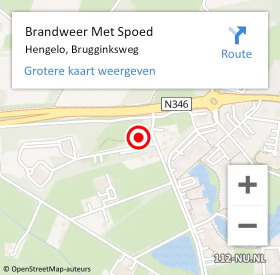 Locatie op kaart van de 112 melding: Brandweer Met Spoed Naar Hengelo, Brugginksweg op 18 februari 2022 19:10