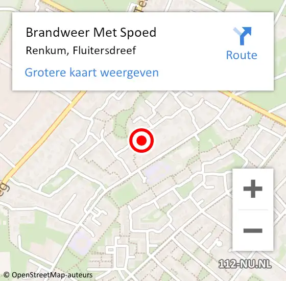 Locatie op kaart van de 112 melding: Brandweer Met Spoed Naar Renkum, Fluitersdreef op 18 februari 2022 19:10