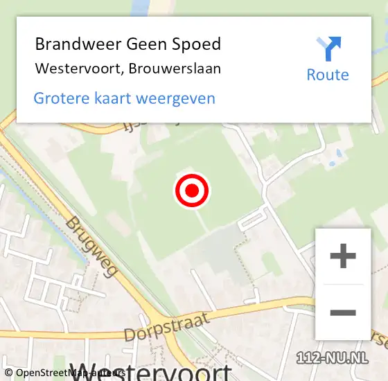 Locatie op kaart van de 112 melding: Brandweer Geen Spoed Naar Westervoort, Brouwerslaan op 18 februari 2022 19:11