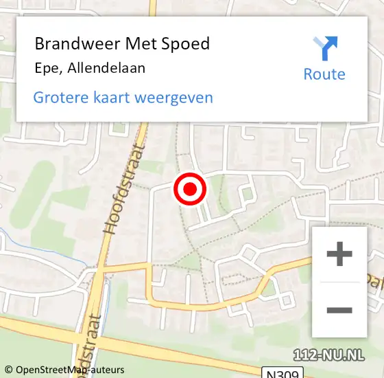 Locatie op kaart van de 112 melding: Brandweer Met Spoed Naar Epe, Allendelaan op 18 februari 2022 19:11