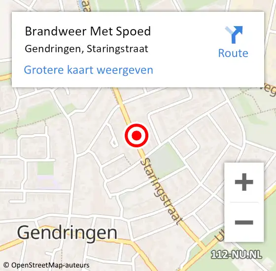 Locatie op kaart van de 112 melding: Brandweer Met Spoed Naar Gendringen, Staringstraat op 18 februari 2022 19:13