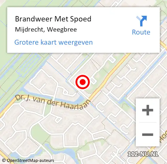 Locatie op kaart van de 112 melding: Brandweer Met Spoed Naar Mijdrecht, Weegbree op 18 februari 2022 19:14