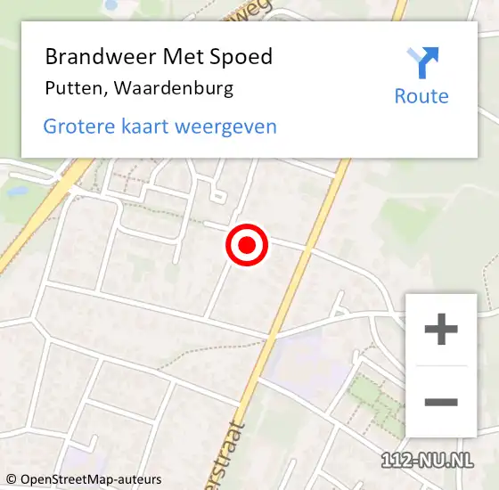 Locatie op kaart van de 112 melding: Brandweer Met Spoed Naar Putten, Waardenburg op 18 februari 2022 19:14