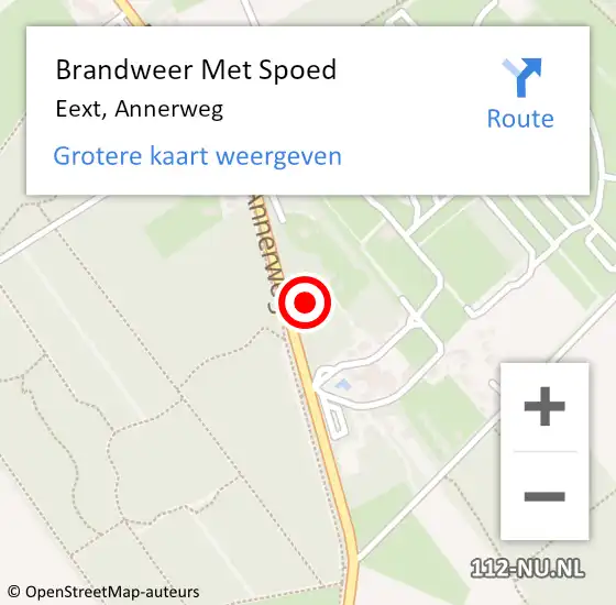 Locatie op kaart van de 112 melding: Brandweer Met Spoed Naar Eext, Annerweg op 18 februari 2022 19:15