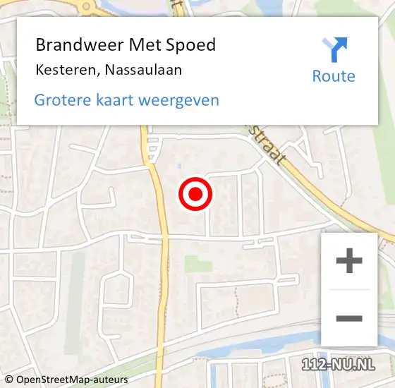 Locatie op kaart van de 112 melding: Brandweer Met Spoed Naar Kesteren, Nassaulaan op 18 februari 2022 19:16