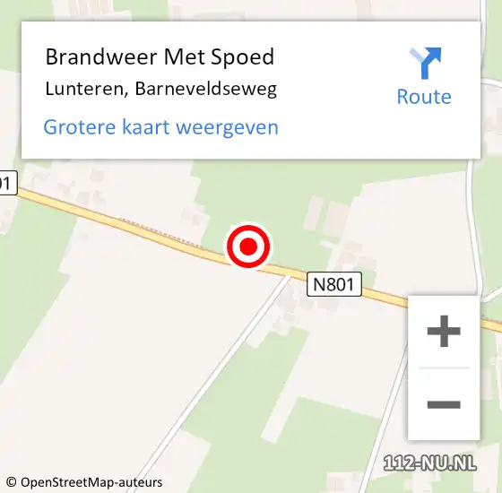 Locatie op kaart van de 112 melding: Brandweer Met Spoed Naar Lunteren, Barneveldseweg op 18 februari 2022 19:16