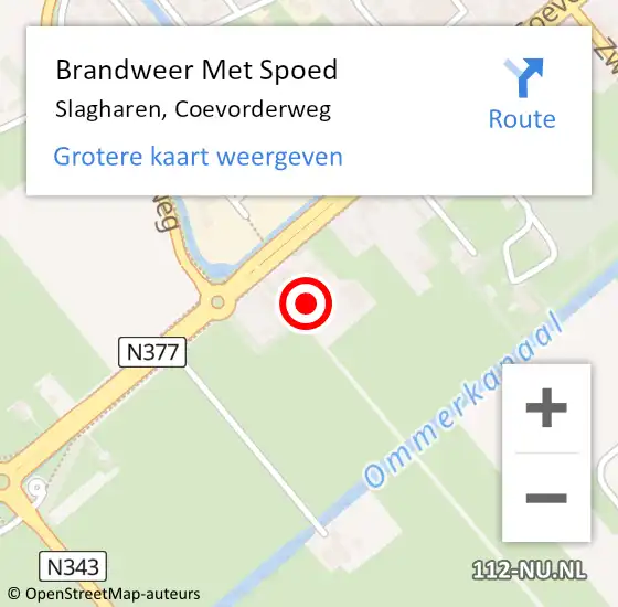 Locatie op kaart van de 112 melding: Brandweer Met Spoed Naar Slagharen, Coevorderweg op 18 februari 2022 19:17