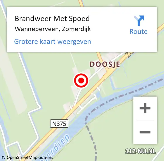 Locatie op kaart van de 112 melding: Brandweer Met Spoed Naar Wanneperveen, Zomerdijk op 18 februari 2022 19:19