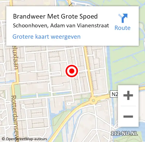 Locatie op kaart van de 112 melding: Brandweer Met Grote Spoed Naar Schoonhoven, Adam van Vianenstraat op 18 februari 2022 19:20