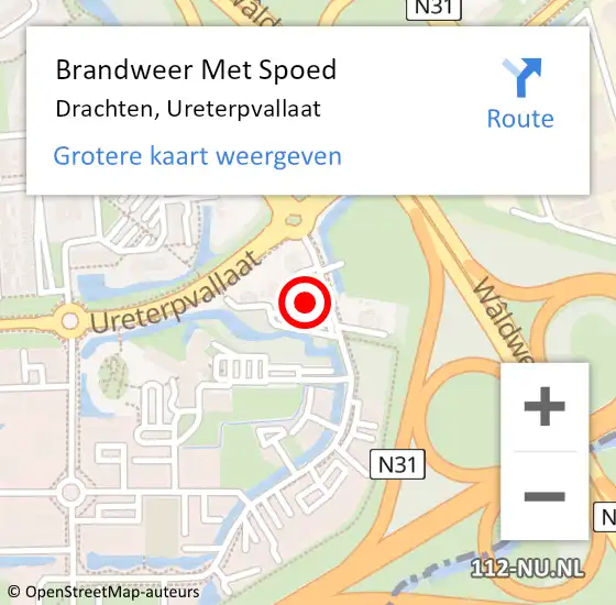 Locatie op kaart van de 112 melding: Brandweer Met Spoed Naar Drachten, Ureterpvallaat op 18 februari 2022 19:23