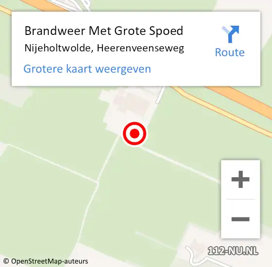 Locatie op kaart van de 112 melding: Brandweer Met Grote Spoed Naar Nijeholtwolde, Heerenveenseweg op 18 februari 2022 19:26