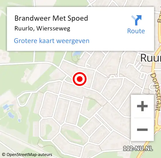 Locatie op kaart van de 112 melding: Brandweer Met Spoed Naar Ruurlo, Wiersseweg op 18 februari 2022 19:27