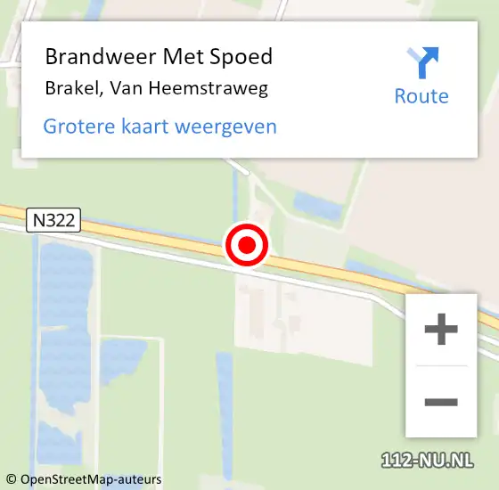 Locatie op kaart van de 112 melding: Brandweer Met Spoed Naar Brakel, Van Heemstraweg op 18 februari 2022 19:28