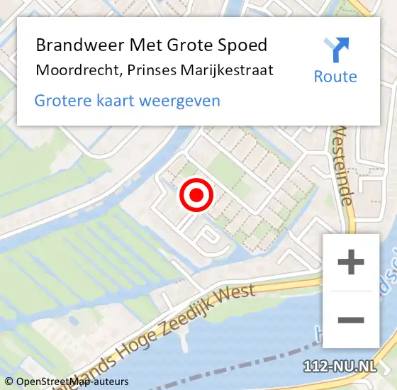 Locatie op kaart van de 112 melding: Brandweer Met Grote Spoed Naar Moordrecht, Prinses Marijkestraat op 18 februari 2022 19:28