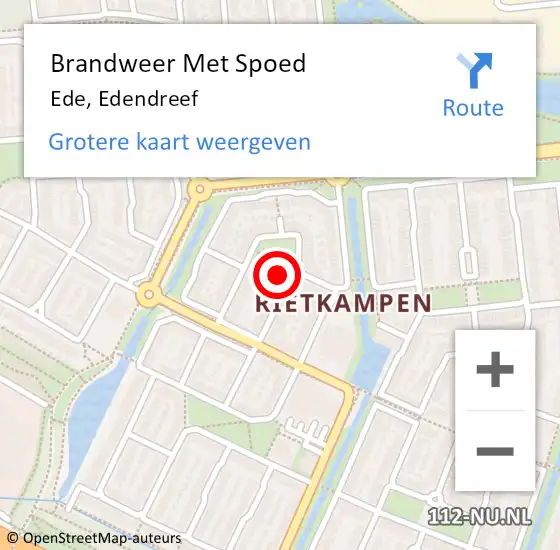 Locatie op kaart van de 112 melding: Brandweer Met Spoed Naar Ede, Edendreef op 18 februari 2022 19:30