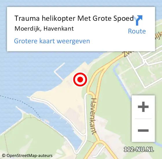 Locatie op kaart van de 112 melding: Trauma helikopter Met Grote Spoed Naar Moerdijk, Havenkant op 18 februari 2022 19:31
