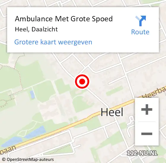 Locatie op kaart van de 112 melding: Ambulance Met Grote Spoed Naar Heel, Daalzicht op 18 februari 2022 19:35