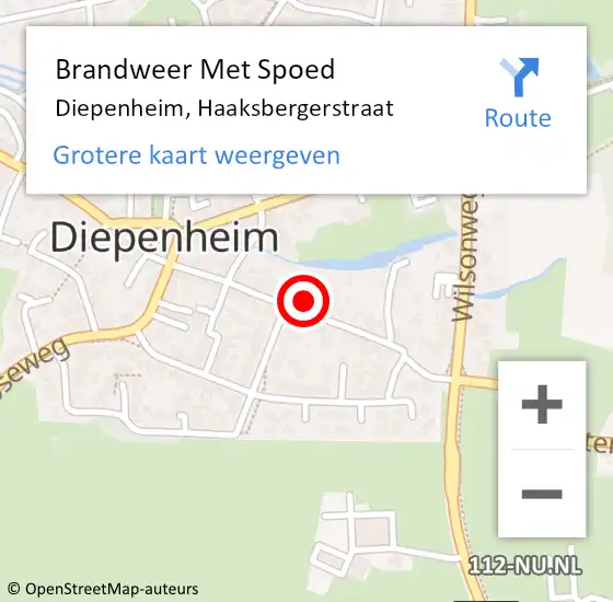 Locatie op kaart van de 112 melding: Brandweer Met Spoed Naar Diepenheim, Haaksbergerstraat op 18 februari 2022 19:39