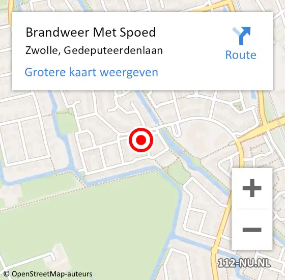 Locatie op kaart van de 112 melding: Brandweer Met Spoed Naar Zwolle, Gedeputeerdenlaan op 18 februari 2022 19:39