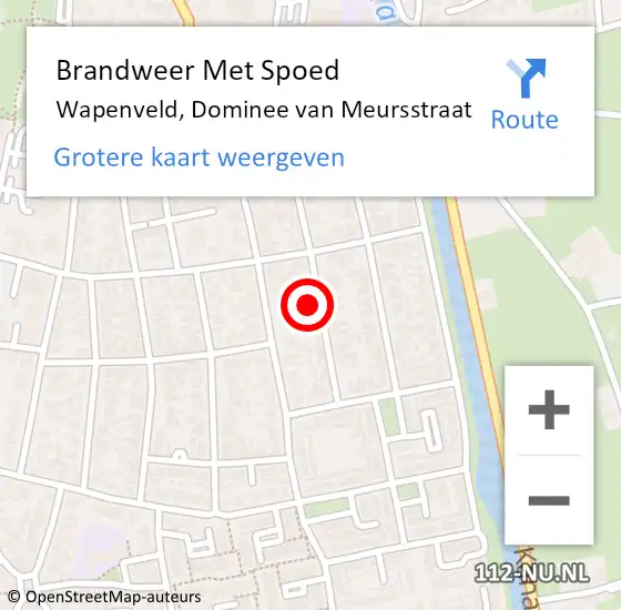 Locatie op kaart van de 112 melding: Brandweer Met Spoed Naar Wapenveld, Dominee van Meursstraat op 18 februari 2022 19:40