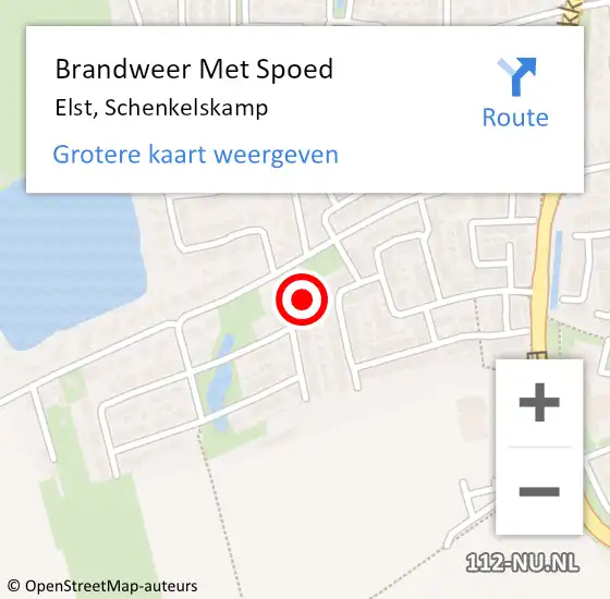 Locatie op kaart van de 112 melding: Brandweer Met Spoed Naar Elst, Schenkelskamp op 18 februari 2022 19:40