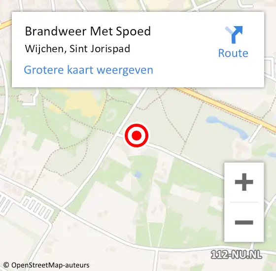 Locatie op kaart van de 112 melding: Brandweer Met Spoed Naar Wijchen, Sint Jorispad op 18 februari 2022 19:42