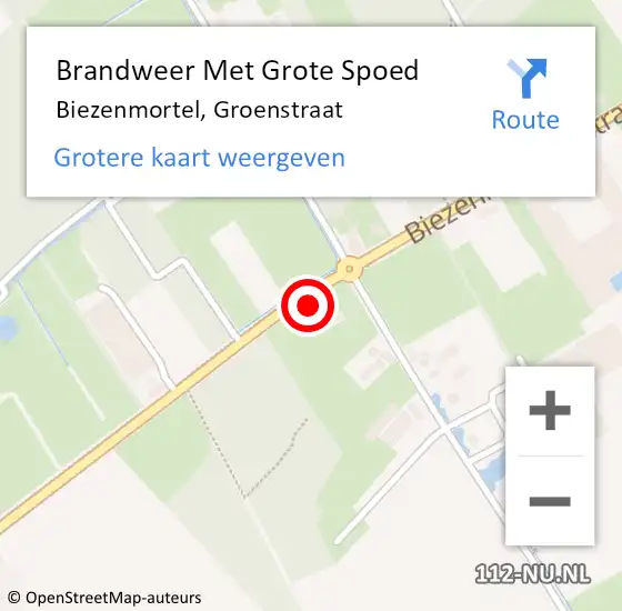 Locatie op kaart van de 112 melding: Brandweer Met Grote Spoed Naar Biezenmortel, Groenstraat op 18 februari 2022 19:44