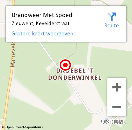 Locatie op kaart van de 112 melding: Brandweer Met Spoed Naar Zieuwent, Kevelderstraat op 18 februari 2022 19:46