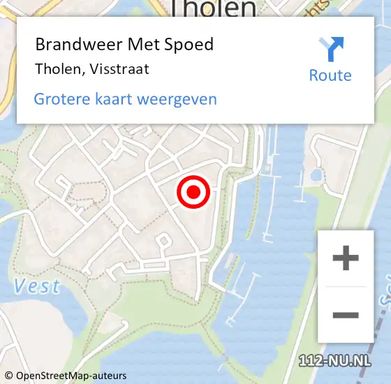 Locatie op kaart van de 112 melding: Brandweer Met Spoed Naar Tholen, Visstraat op 18 februari 2022 19:47