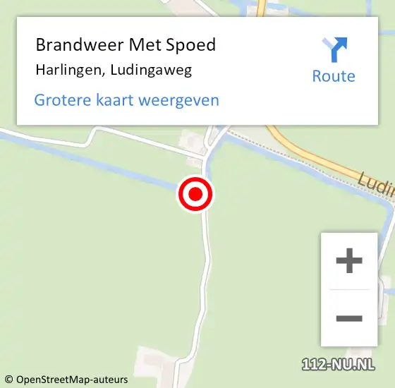 Locatie op kaart van de 112 melding: Brandweer Met Spoed Naar Harlingen, Ludingaweg op 18 februari 2022 19:47