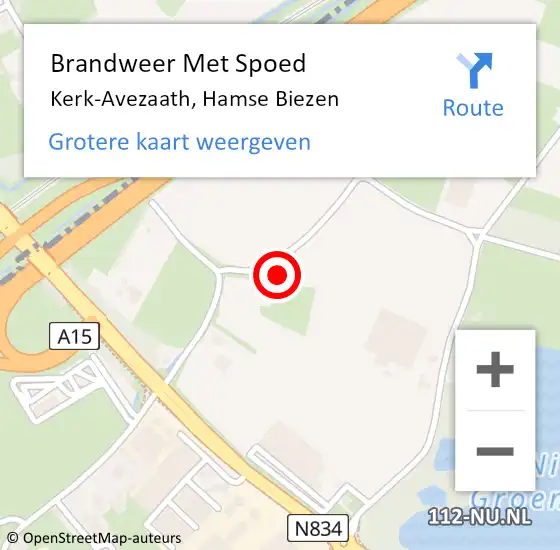 Locatie op kaart van de 112 melding: Brandweer Met Spoed Naar Kerk-Avezaath, Hamse Biezen op 18 februari 2022 19:48