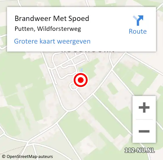 Locatie op kaart van de 112 melding: Brandweer Met Spoed Naar Putten, Wildforsterweg op 18 februari 2022 19:48