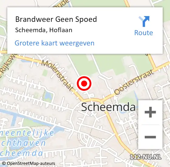 Locatie op kaart van de 112 melding: Brandweer Geen Spoed Naar Scheemda, Hoflaan op 18 februari 2022 19:49