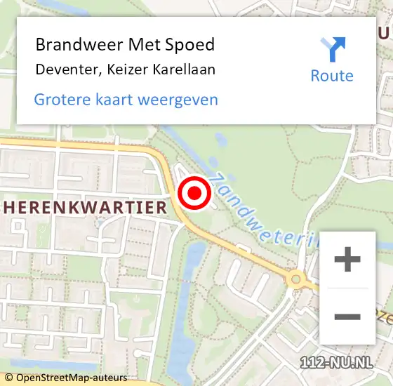 Locatie op kaart van de 112 melding: Brandweer Met Spoed Naar Deventer, Keizer Karellaan op 18 februari 2022 19:50