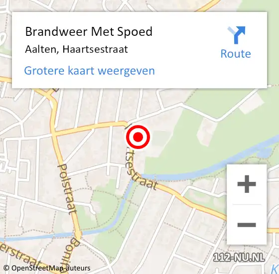 Locatie op kaart van de 112 melding: Brandweer Met Spoed Naar Aalten, Haartsestraat op 18 februari 2022 19:51