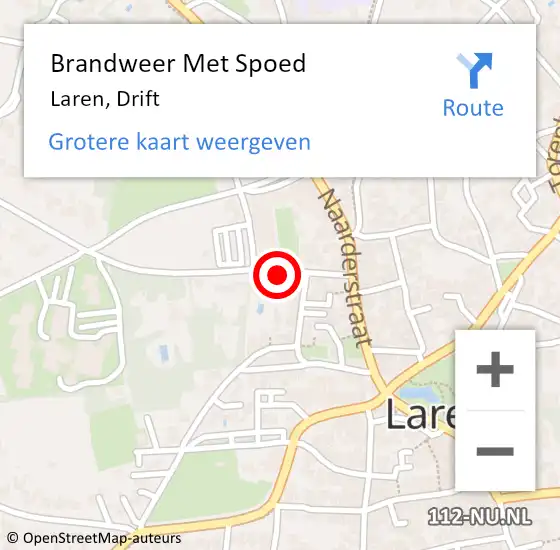 Locatie op kaart van de 112 melding: Brandweer Met Spoed Naar Laren, Drift op 18 februari 2022 19:51