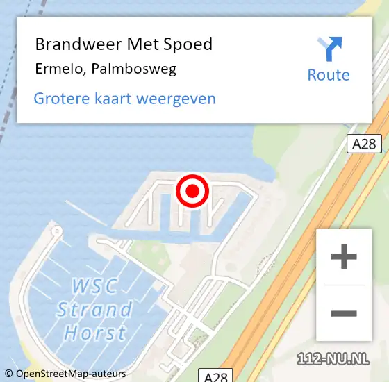 Locatie op kaart van de 112 melding: Brandweer Met Spoed Naar Ermelo, Palmbosweg op 18 februari 2022 19:51