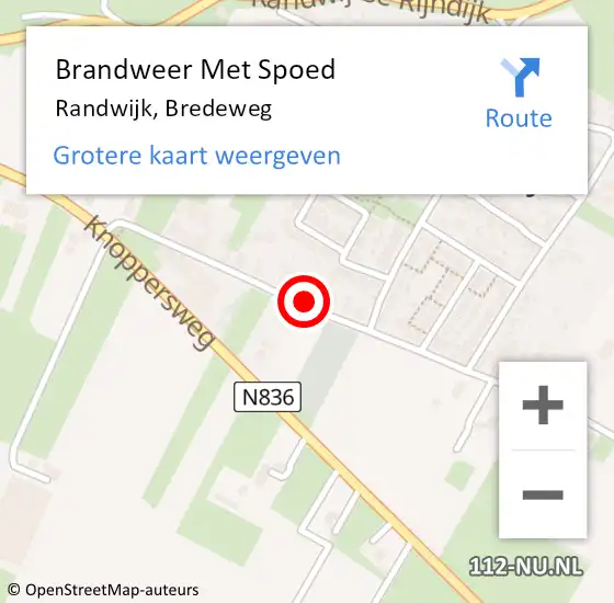 Locatie op kaart van de 112 melding: Brandweer Met Spoed Naar Randwijk, Bredeweg op 18 februari 2022 19:52