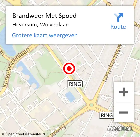 Locatie op kaart van de 112 melding: Brandweer Met Spoed Naar Hilversum, Wolvenlaan op 18 februari 2022 19:52