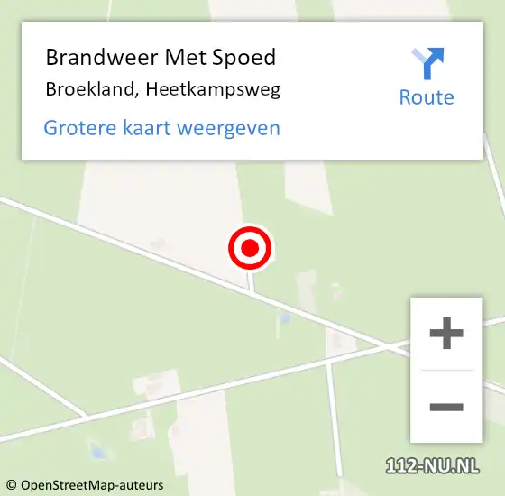 Locatie op kaart van de 112 melding: Brandweer Met Spoed Naar Broekland, Heetkampsweg op 18 februari 2022 19:55