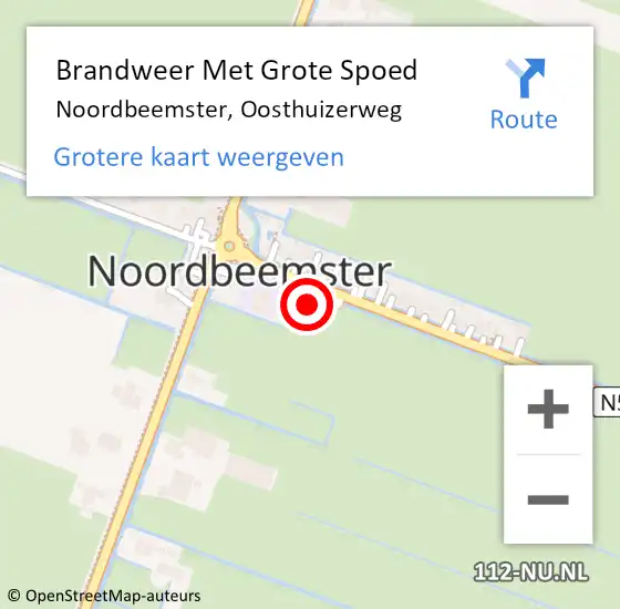 Locatie op kaart van de 112 melding: Brandweer Met Grote Spoed Naar Noordbeemster, Oosthuizerweg op 18 februari 2022 19:56