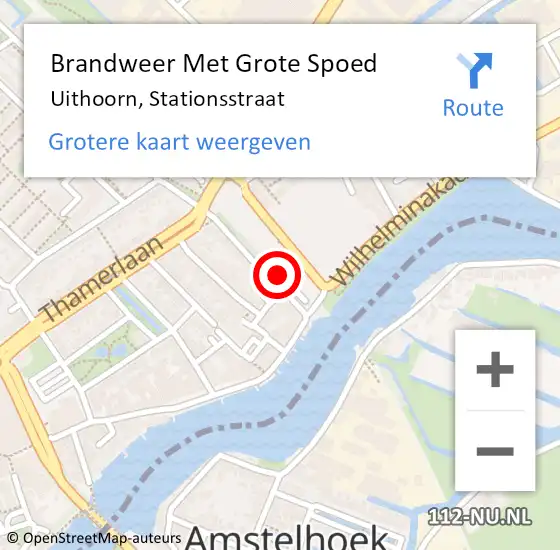 Locatie op kaart van de 112 melding: Brandweer Met Grote Spoed Naar Uithoorn, Stationsstraat op 18 februari 2022 19:56