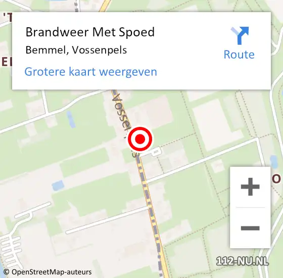 Locatie op kaart van de 112 melding: Brandweer Met Spoed Naar Bemmel, Vossenpels op 18 februari 2022 19:57