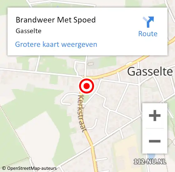Locatie op kaart van de 112 melding: Brandweer Met Spoed Naar Gasselte op 18 februari 2022 19:58