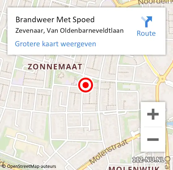 Locatie op kaart van de 112 melding: Brandweer Met Spoed Naar Zevenaar, Van Oldenbarneveldtlaan op 18 februari 2022 19:58