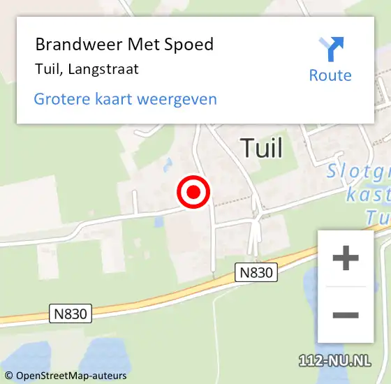 Locatie op kaart van de 112 melding: Brandweer Met Spoed Naar Tuil, Langstraat op 18 februari 2022 19:59